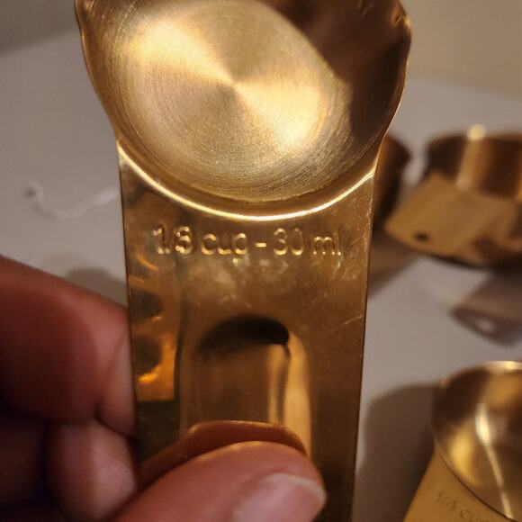 Measuring Cups Gold Tone Set Of 8 For Baking Cooking Kitchenware - Picture 4 of 13